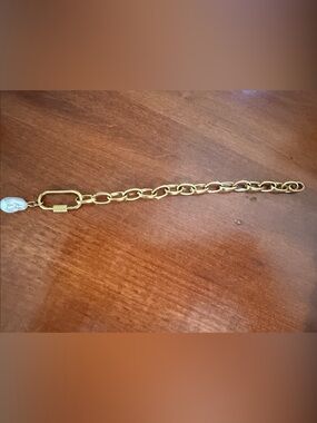 Plunder Gold Chain Link Bracelet with Pearl Charm